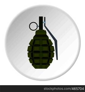 Hand grenade icon in flat circle isolated on white background vector illustration for web. Hand grenade icon circle