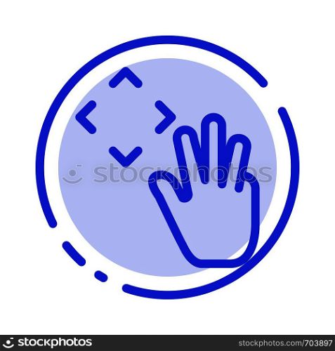 Hand, Hand Cursor, Up, Croup Blue Dotted Line Line Icon