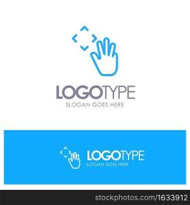 Hand, Hand Cursor, Up, Croup Blue Outline Logo Place for Tagline