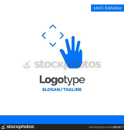 Hand, Hand Cursor, Up, Croup Blue Solid Logo Template. Place for Tagline