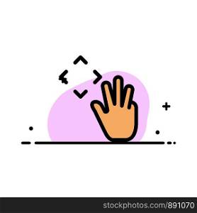 Hand, Hand Cursor, Up, Croup Business Flat Line Filled Icon Vector Banner Template