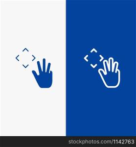 Hand, Hand Cursor, Up, Croup Line and Glyph Solid icon Blue banner Line and Glyph Solid icon Blue banner
