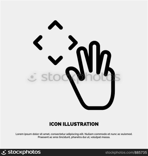 Hand, Hand Cursor, Up, Croup Line Icon Vector