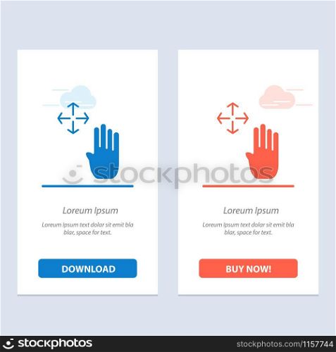Hand, Hand Cursor, Up, Hold Blue and Red Download and Buy Now web Widget Card Template