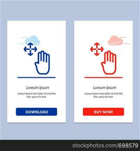 Hand, Hand Cursor, Up, Hold Blue and Red Download and Buy Now web Widget Card Template