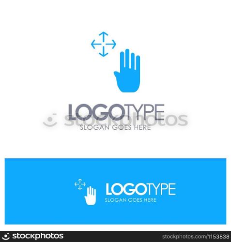 Hand, Hand Cursor, Up, Hold Blue Solid Logo with place for tagline