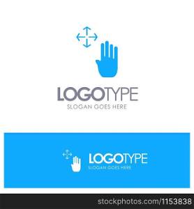 Hand, Hand Cursor, Up, Hold Blue Solid Logo with place for tagline