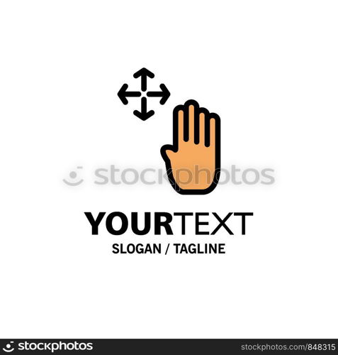 Hand, Hand Cursor, Up, Hold Business Logo Template. Flat Color