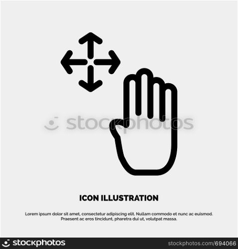 Hand, Hand Cursor, Up, Hold Line Icon Vector
