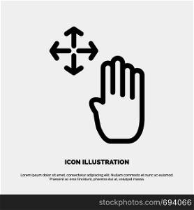 Hand, Hand Cursor, Up, Hold Line Icon Vector