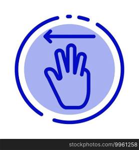 Hand, Hand Cursor, Up, Left Blue Dotted Line Line Icon