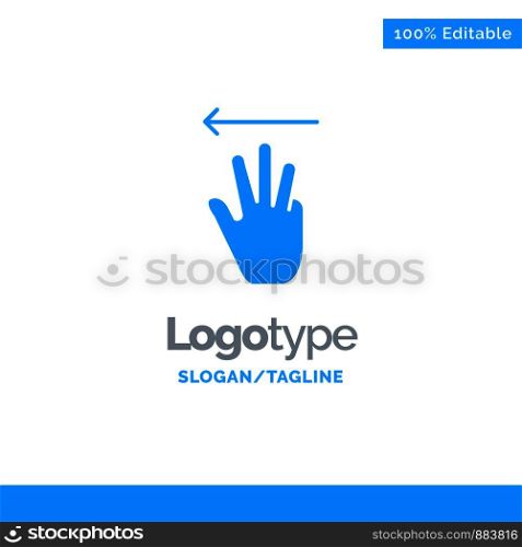 Hand, Hand Cursor, Up, Left Blue Solid Logo Template. Place for Tagline