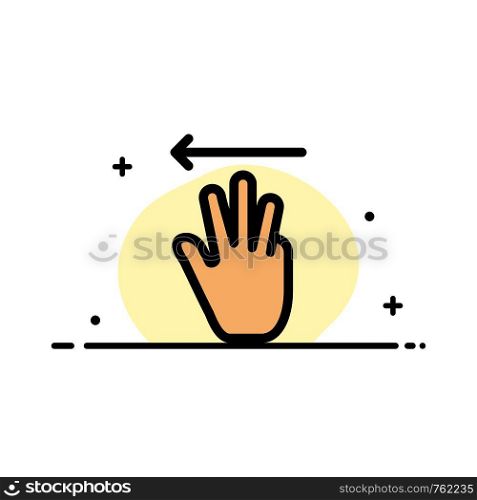 Hand, Hand Cursor, Up, Left Business Flat Line Filled Icon Vector Banner Template