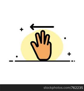Hand, Hand Cursor, Up, Left Business Flat Line Filled Icon Vector Banner Template