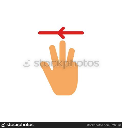 Hand, Hand Cursor, Up, Left Flat Color Icon. Vector icon banner Template