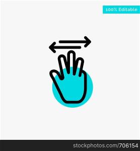 Hand, Hand Cursor, Up, Left, Right turquoise highlight circle point Vector icon