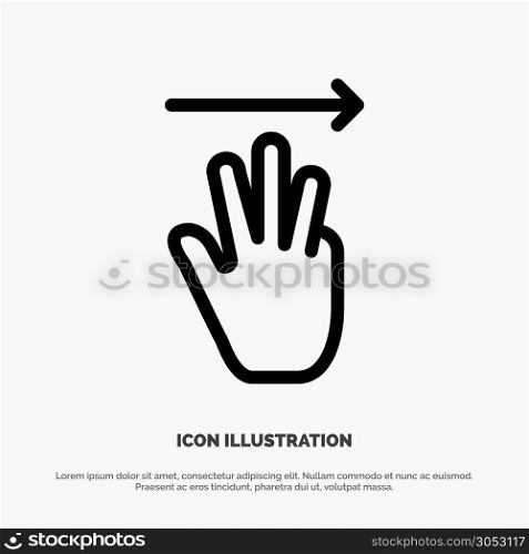 Hand, Hand Cursor, Up, Right Line Icon Vector