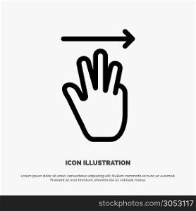 Hand, Hand Cursor, Up, Right Line Icon Vector