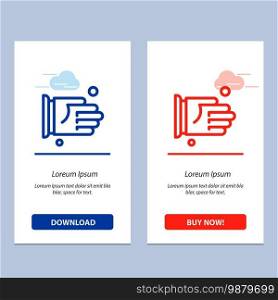Hand, Handshake, Agreement, Office  Blue and Red Download and Buy Now web Widget Card Template