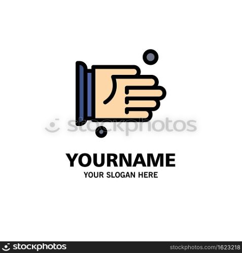 Hand, Handshake, Agreement, Office Business Logo Template. Flat Color