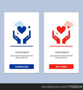 Hand, Heart, Love, Motivation Blue and Red Download and Buy Now web Widget Card Template