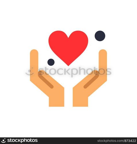 Hand, Heart, Love, Motivation Flat Color Icon. Vector icon banner Template