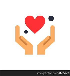 Hand, Heart, Love, Motivation Flat Color Icon. Vector icon banner Template