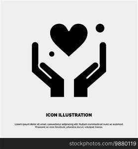 Hand, Heart, Love, Motivation solid Glyph Icon vector