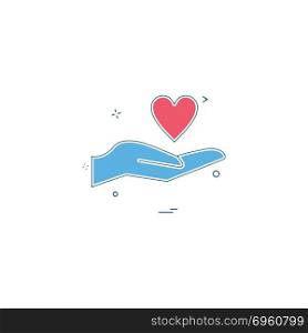 hand heart love valentine icon vector design