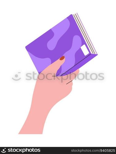 Hand hold book icon. Concept of literature, dictionaries, encyclopedias. Hand with planners with bookmarks in doodle style. Sharing paper book, recommendation for online reading in handdrawn style.. Hand hold book icon. Concept of literature, dictionaries, encyclopedias. Hand with planners with bookmarks in doodle style.