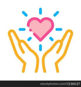 Hand Hold Heart Icon Vector. Outline Hand Hold Heart Sign. Isolated Contour Symbol Illustration. Hand Hold Heart Icon Vector Outline Illustration