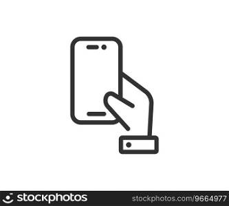 Hand hold mobile phone icon. Vector illustration design.