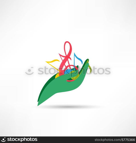 hand hold music note vector icon