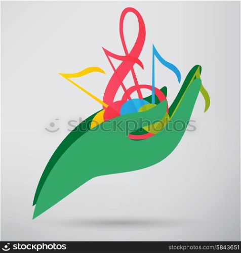 hand hold music note vector icon