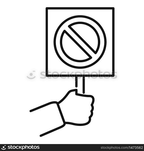 Hand hold stop sign icon. Outline hand hold stop sign vector icon for web design isolated on white background. Hand hold stop sign icon, outline style
