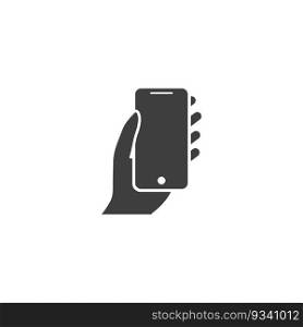 Hand hold the smartphone. Mobile phone touch screen in hand, icon flat design
