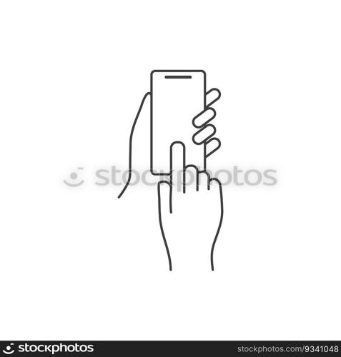 Hand hold the smartphone. Mobile phone touch screen in hand, icon flat design