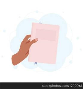 Hand holding a book. Literacy day concept. Reading concept. vector illustration