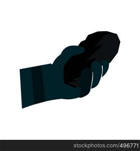 Hand holding a bunch of coal flat icon isolated on white background. Hand holding a bunch of coal flat icon