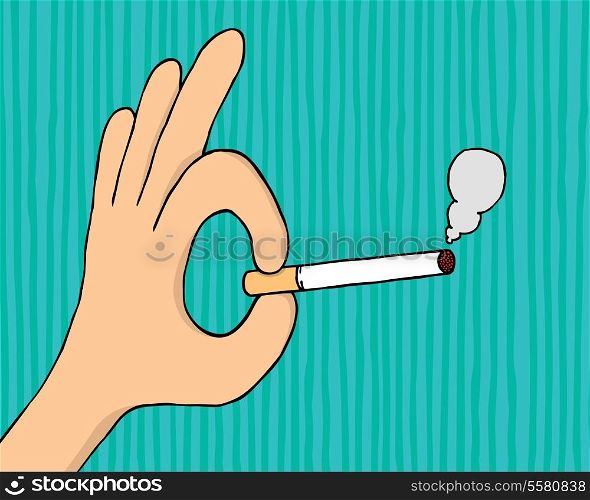 Hand holding a cigarrete