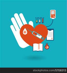hand holding a donor heart, ready for blood transfusion icon