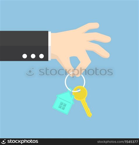Hand holding a house key, real estate concept, VECTOR, EPS10