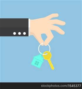 Hand holding a house key, real estate concept, VECTOR, EPS10