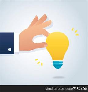 hand holding a light bulb vector