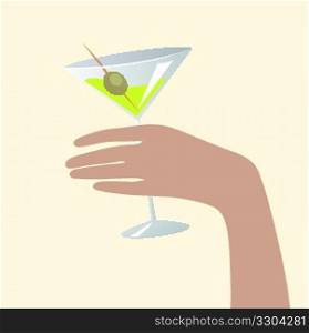 hand holding a martini glass