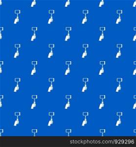 Hand holding a selfie stick with mobile phone pattern repeat seamless in blue color for any design. Vector geometric illustration. Hand holding a selfie stick with mobile phone pattern seamless blue
