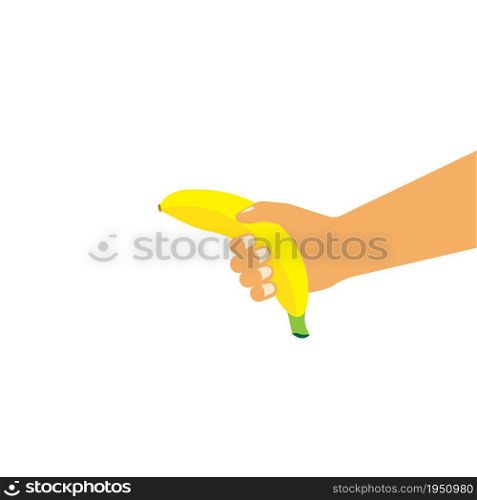 hand holding banana cartoon icon vector illustration design template web