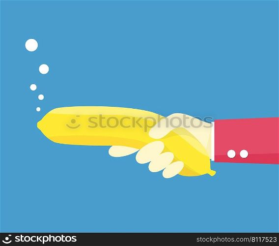 Hand holding banana gun in concept