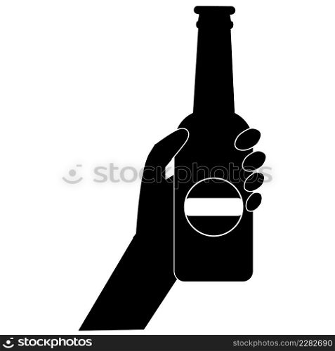 hand holding beer bottle icon on white background. drinking alcoholic beverages sign. flat style.