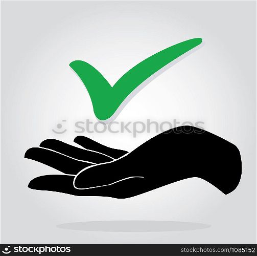 hand holding check icon symbol